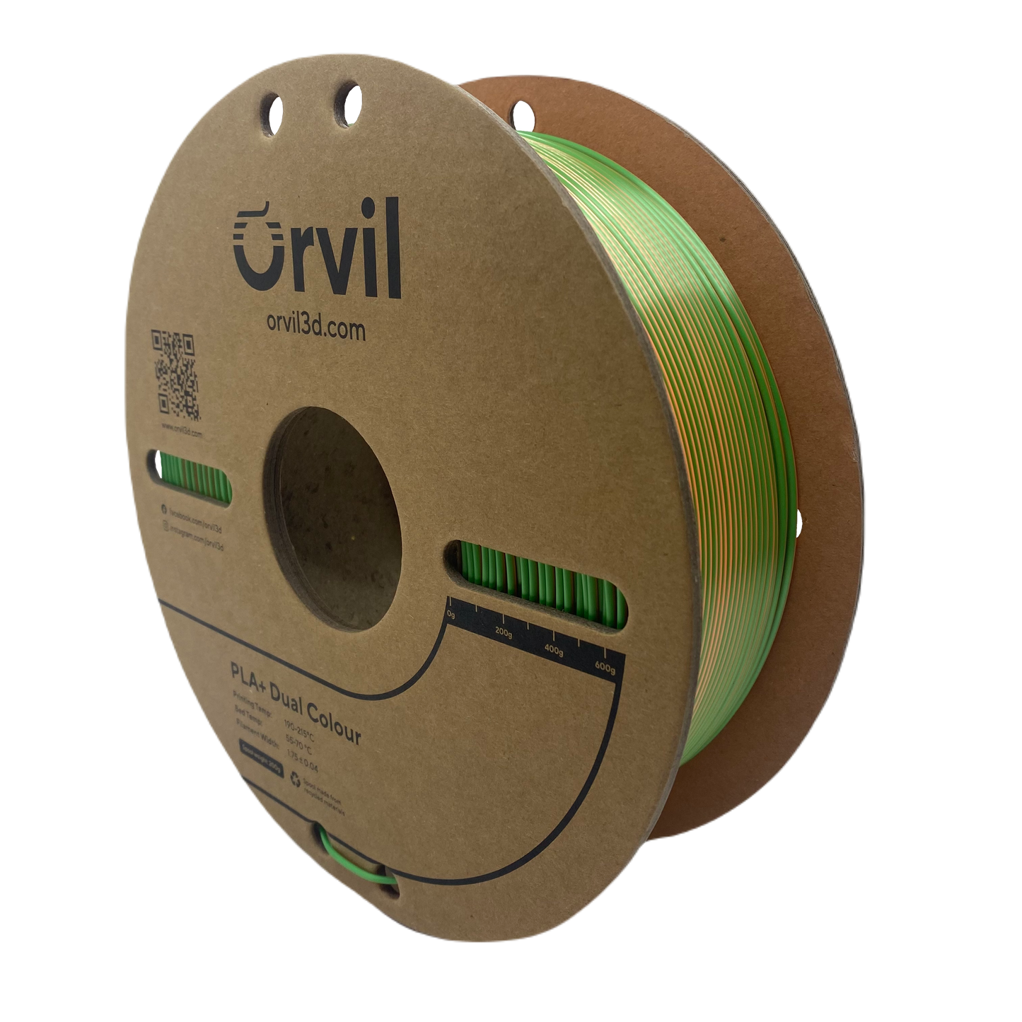 Orvil3d Dual Colour PLA+ (Green/Orange)